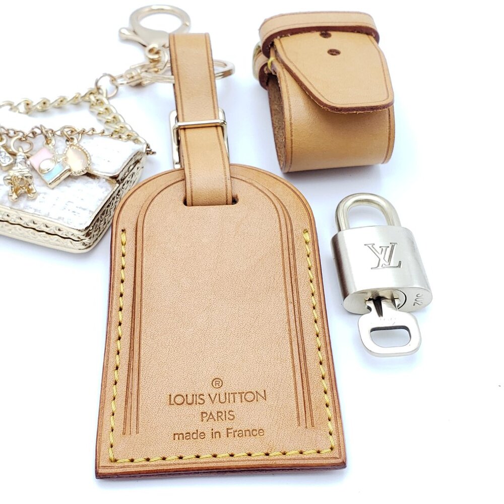 Authentic Louis Vuitton Luggage Nametag and Gold Padlock with Unbranded Keycharm - Picture 3 of 8
